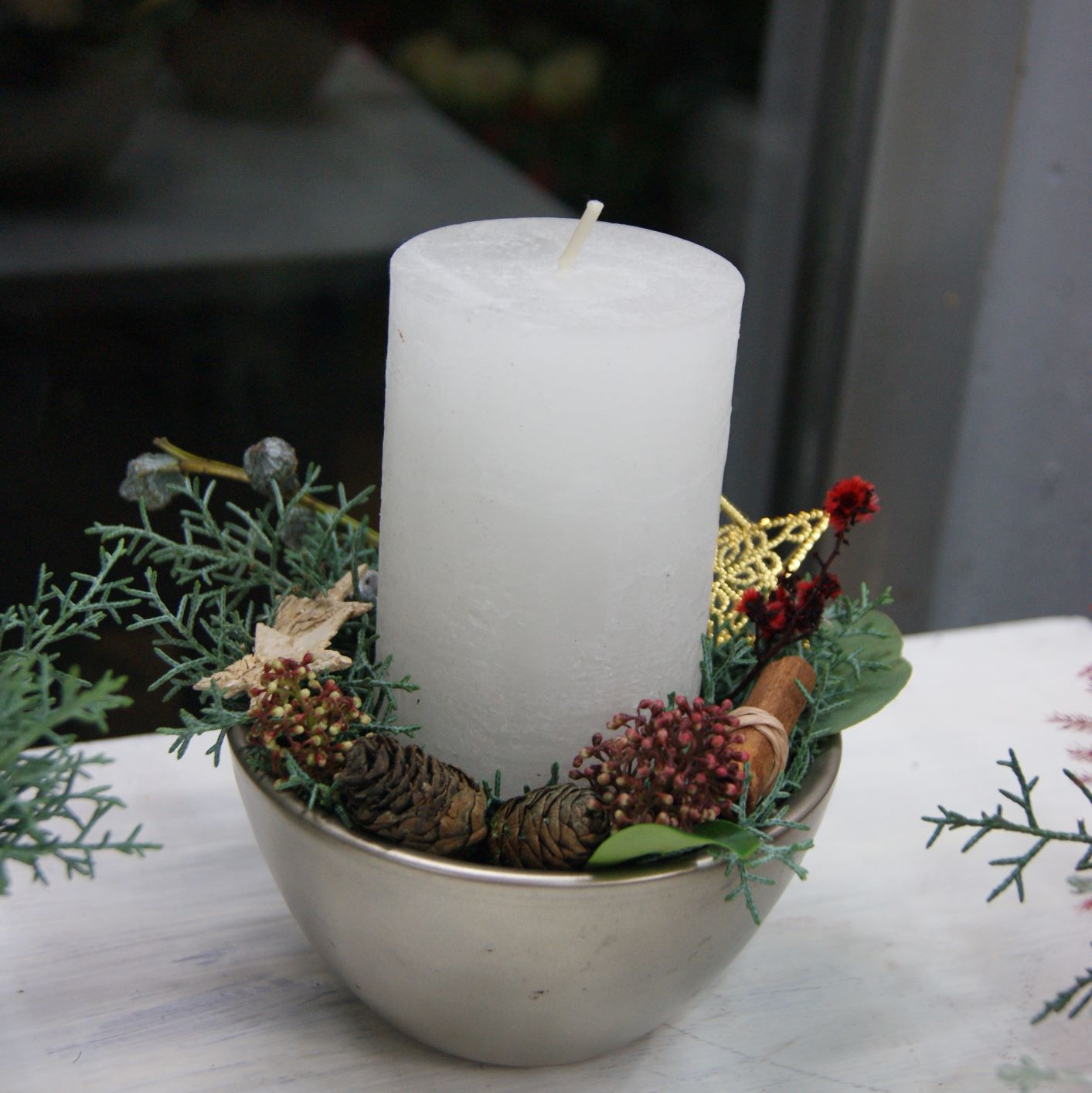 Arrangement avec une bougie N° 38