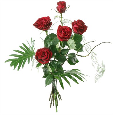 Roses rouges avec verdures N° 2