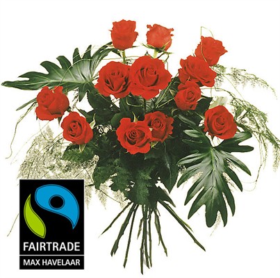 12 Roses rouges avec verdure N° 6
