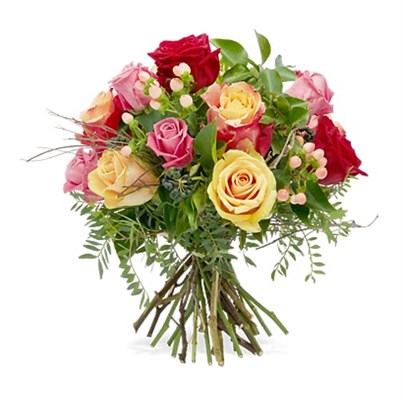 Bouquet de roses mélanges avec verdures N° 15