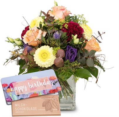 Rêve de fleurs multicolores avec tablette de chocolat au lait suisse de Munz (100 g) N°18 pour Homme