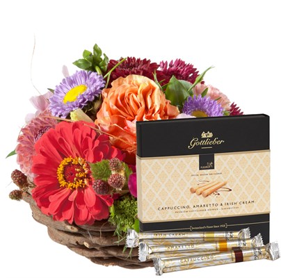 Doux panier fleuri avec gaufrettes N° 20